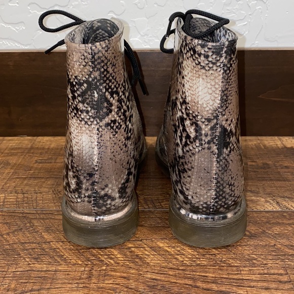 QUPID Jelly Python Lace Up Combat Moto Waterproof Boots “Dr. Marten-Inspired” - Picture 5 of 12